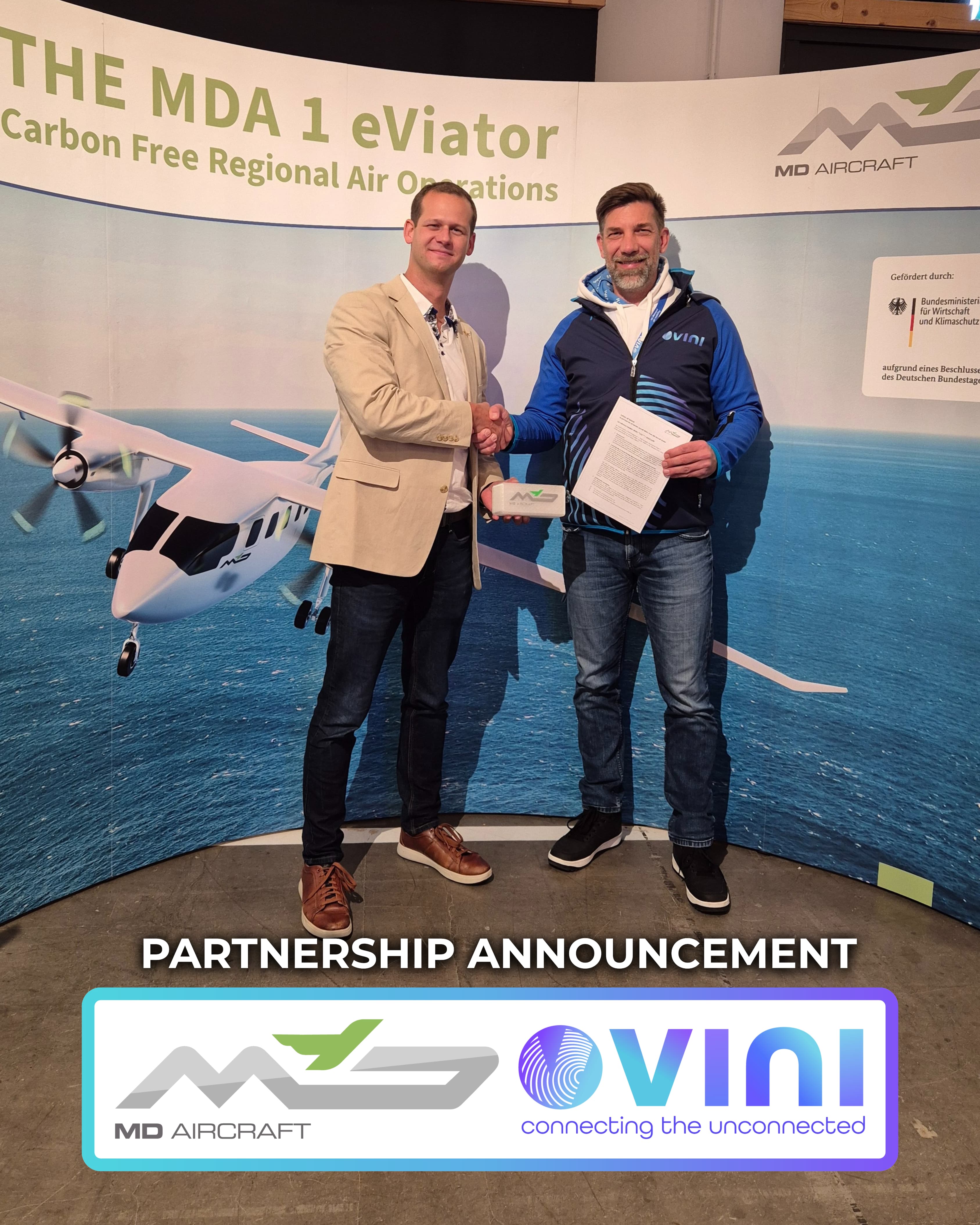 MD Aircraft GmbH und flyvbird/VINI kündigen strategische Zusammenarbeit an